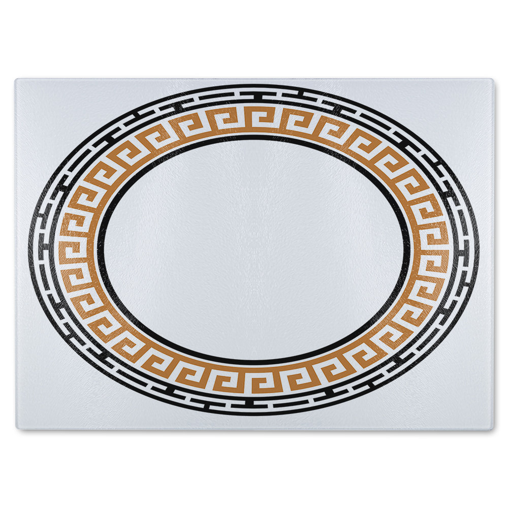 Greek Key Frame Glass Chopping Board