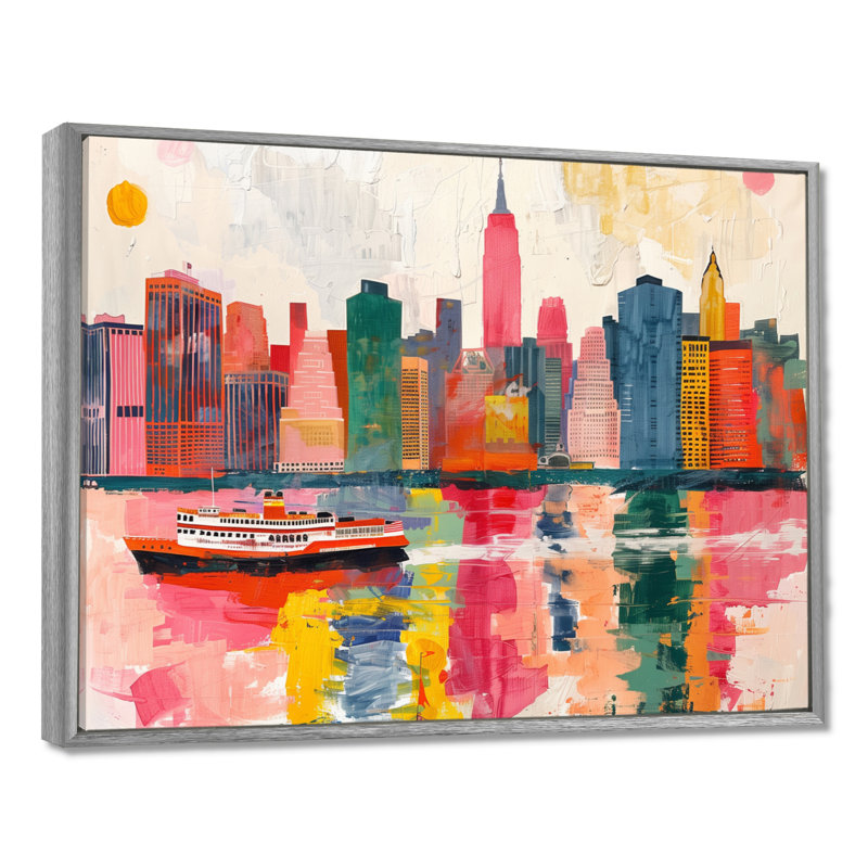 Décoration murale Guilherme - New York City, Encadrement argenté, H 30 po x l 40 po