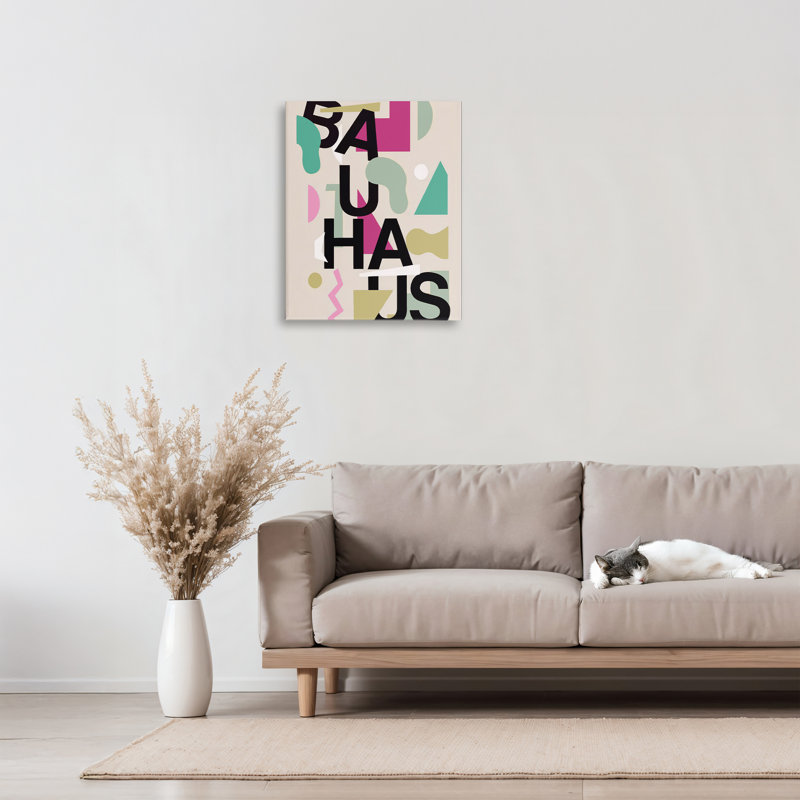 Midcentury Modern Bauhaus Shapes Canvas, design by Annabelle Hall, 20" H x 16" W