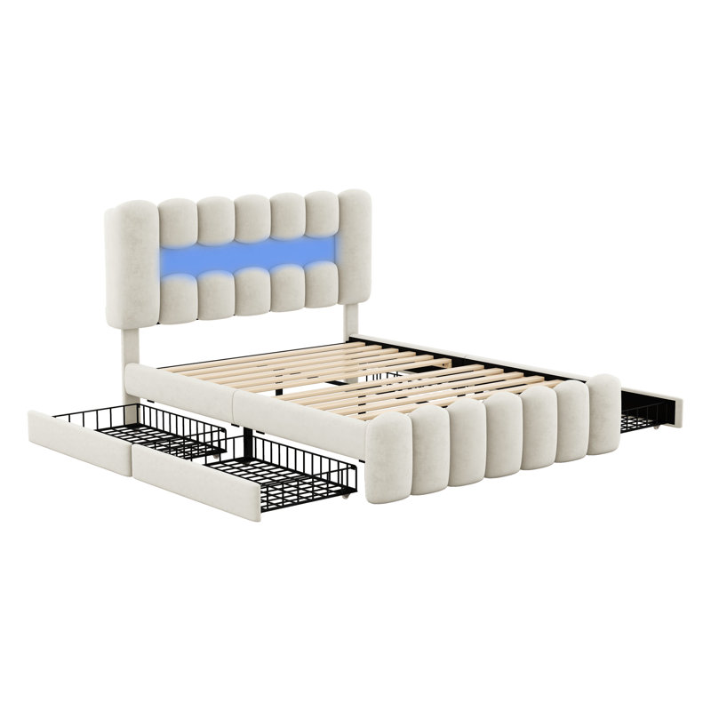 Cedricka Upholstered Storage Bed, Beige