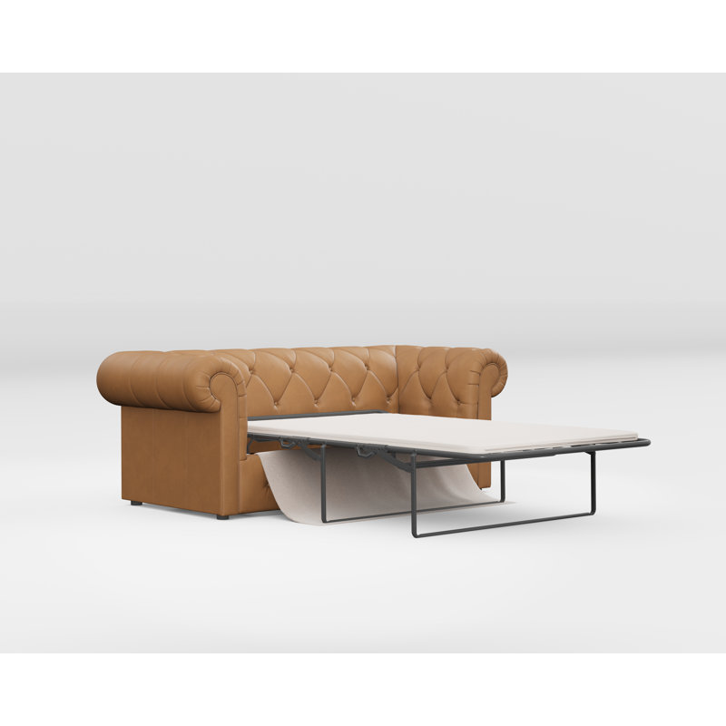 Melrose 3 Seater Leather Sofa Bed, Saddle