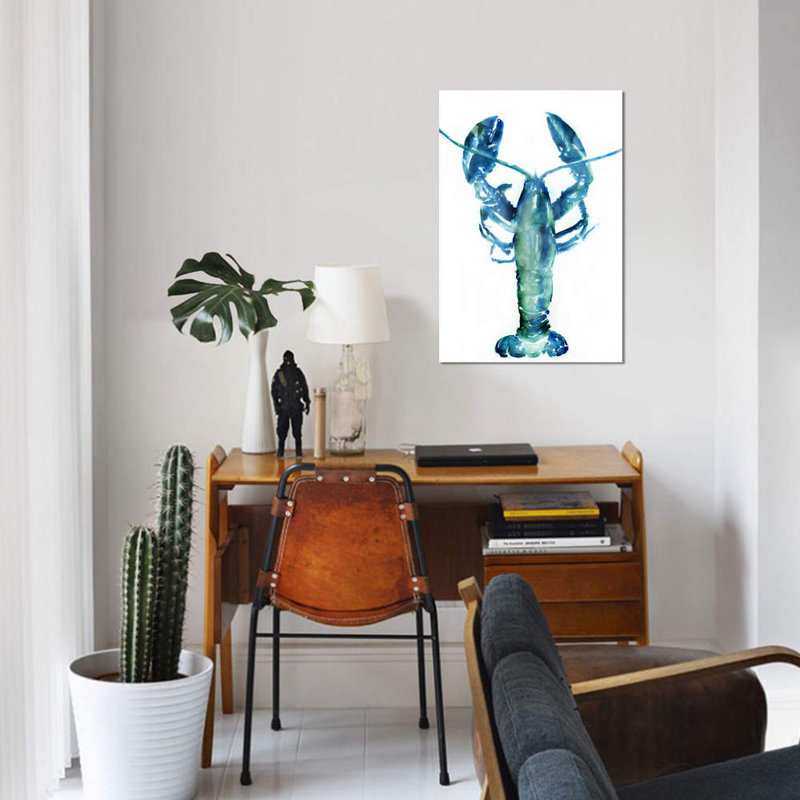 Homard par Edward Selkirk - reproduction imprimée, H 12 po x l 18 po x P 1,5 po, Toile tendue, Pas de tapis