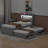 Twin XL Size Platform Bed with LED Headboard, Charging Station, Twin Size Trundle and 2 Drawers-98458974