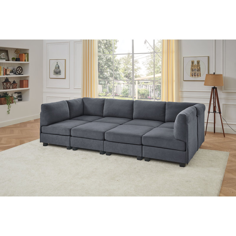 Alsha Upholstered U-Shaped Sectional, Gray