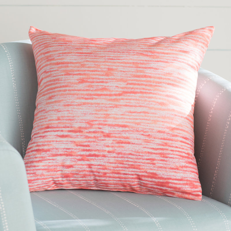 Beach Vacation Striped Reversible Throw Pillow, Coral, 18" H x 18" W