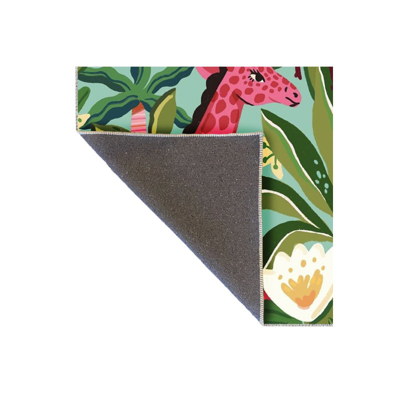 Tapis décoratif moderne à motif de forêt girafe rose, Sous-tapis rectangulaire 4 pi 7 po x 6 pi 7 po inc