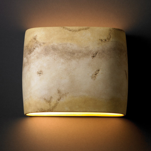 Armance Ceramic Flush Mounted Sconce, Greco Travertine
