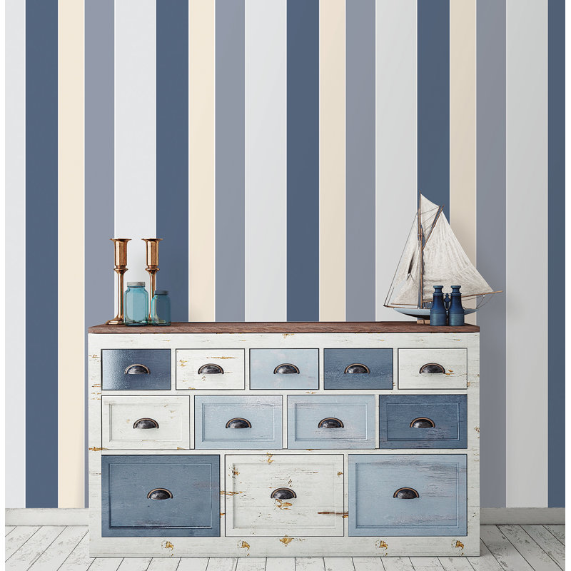 Kaufmann 10m x 53cm Matte Paste the Wall Wallpaper Roll, Blues/Beiges