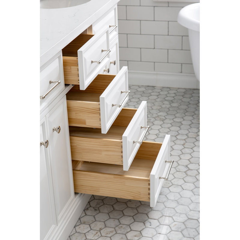 60" Palace Collection Quartz Carrara Cashmere Grey Bathroom Vanity Set With Hardware And F2-0012 Faucets in Chrome Finish