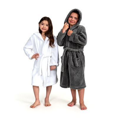 Microfiber / Polyester Fleece Gender Neutral Ankle Bathrobe with Pockets and Hood