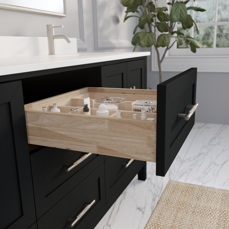 Anand 72'' Double Bathroom Vanity with Quartz Top, Espresso