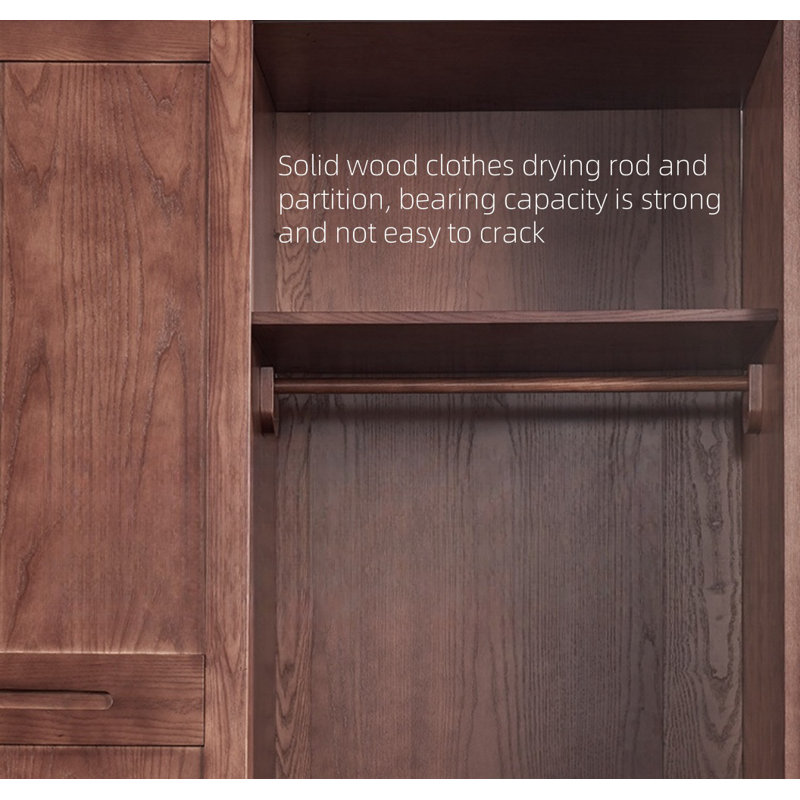 Armoire classique en noyer rétro, H 84,65 po x l 70,87 po x P 24,41 po