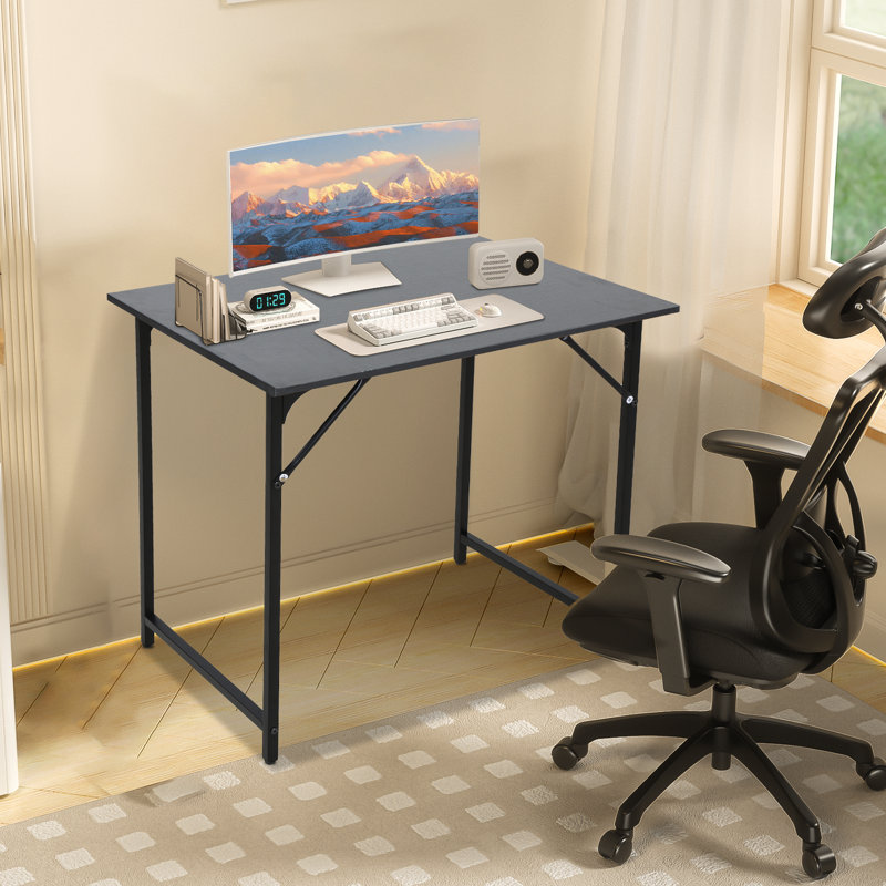  Computer Desk, 32 Inch Home Office Writing Desk With Metal Frame, For Home Office, Black, Black, 29.7" H x 47.2" W x 19.7" D