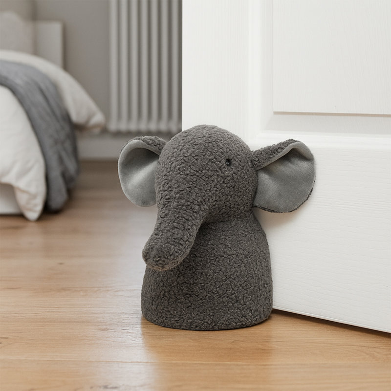 Butoir de porte décoratif en éléphant - support en tissu épais de 2,3 lb