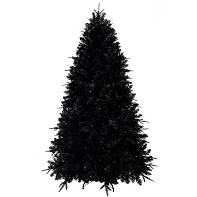 7ft Black Christmas Tree With 450 White Led Lights, 1916 Realistic Tips, Hinged Branches For Quick Holiday Setup Artificial Lifelike Pe+ Tips Magical Atmosphere