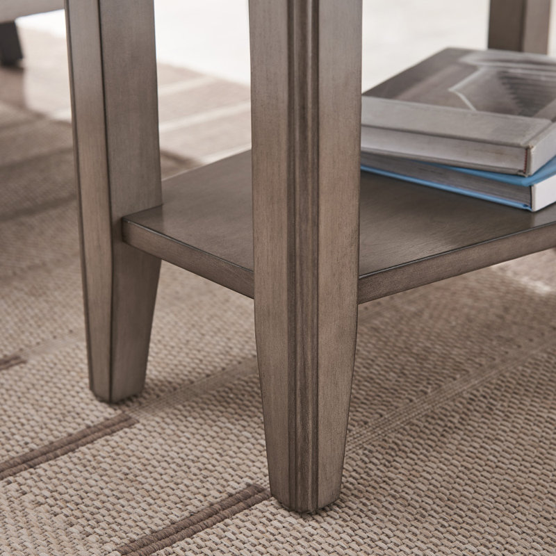 Laurent Solid + Manufactured Wood Wedge Table, Smoke Gray-wash