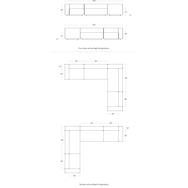 Cleon Modular Sectional, Maharam Mode in Clavicle 100% Polyester, Right Hand Facing