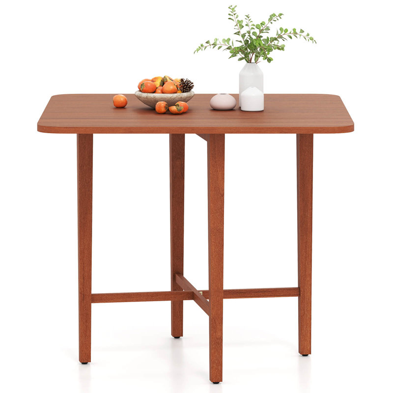 Foldable Dining Table for 2-4 People Extendable Table with Rubber Wood Legs Brown, Walnut