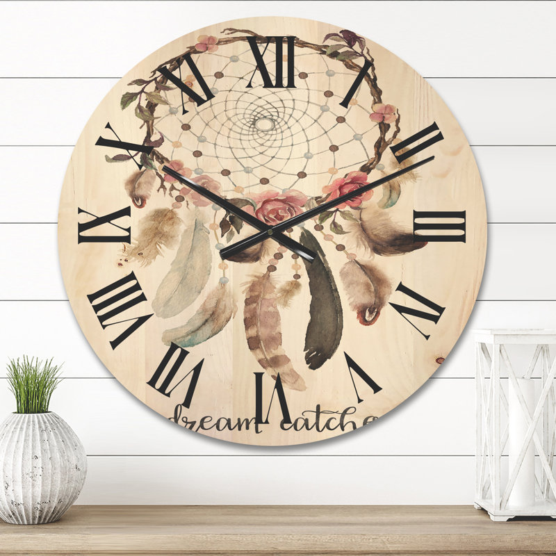 Horloge murale en bois Dream Dream Catcher, Moyen
