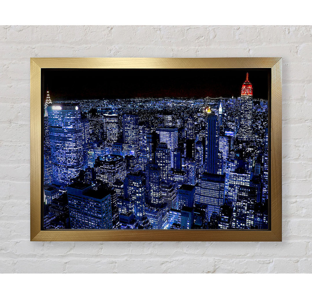 New York City Night Blues Red Top - Einzelne Bilderrahmen Kunstdrucke