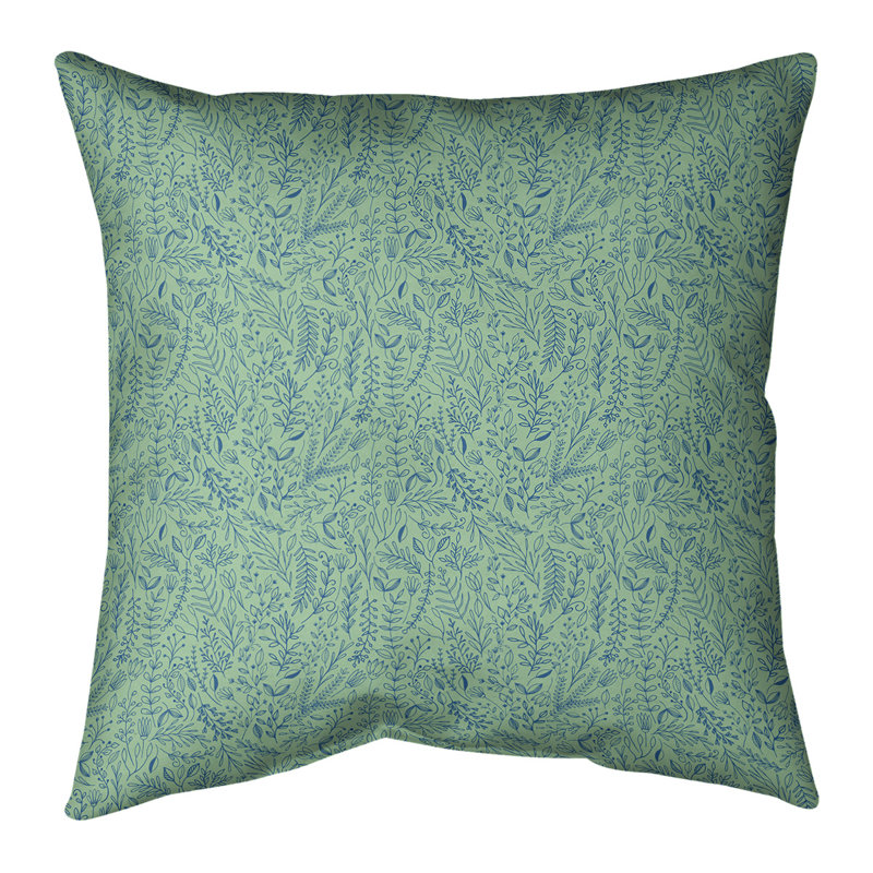 Coussin décoratif intérieur / extérieur Katelyn Elizabeth Ditsy, 16 po x 1 po, Vert