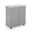 Chariot pour îlot de cuisine sur roulettes 31,5 po - Plateau en bois d'hévéa, 2 tiroirs + 3 tablettes + armoire (gris)-548461872