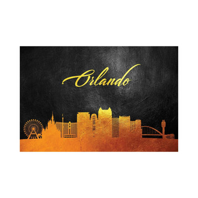 Orlando Florida Gold Skyline by Adrian Baldovino - Wrapped Canvas Painting