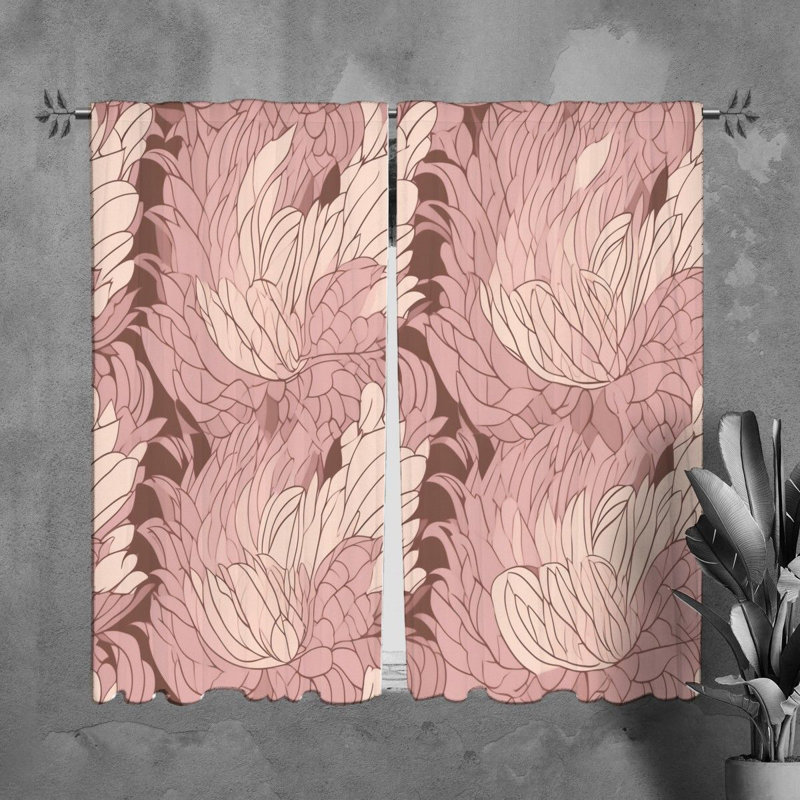 Motif floral de rideaux de fenêtre roses - 6066, L 40 po x L 61 po