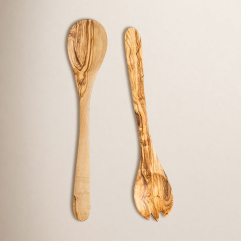 Olive Wood Utensils Serving Set