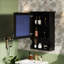 Armoire de rangement murale noire 20 po, style moderne, tablettes réglables, porte simple, bois massif et métal, charnières, armoire de rangement Space For