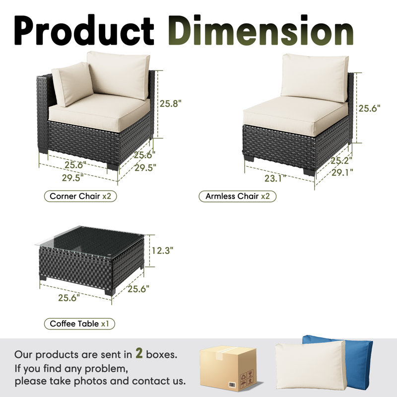 𝗣𝗿𝗲- 𝗮𝘀𝘀𝗲𝗺𝗯𝗹𝗲𝗱 𝗖𝗵𝗮𝗶𝗿𝘀, Ensemble de meubles de patio pour 4 personnes Ensemble de conversation modulaire en rotin