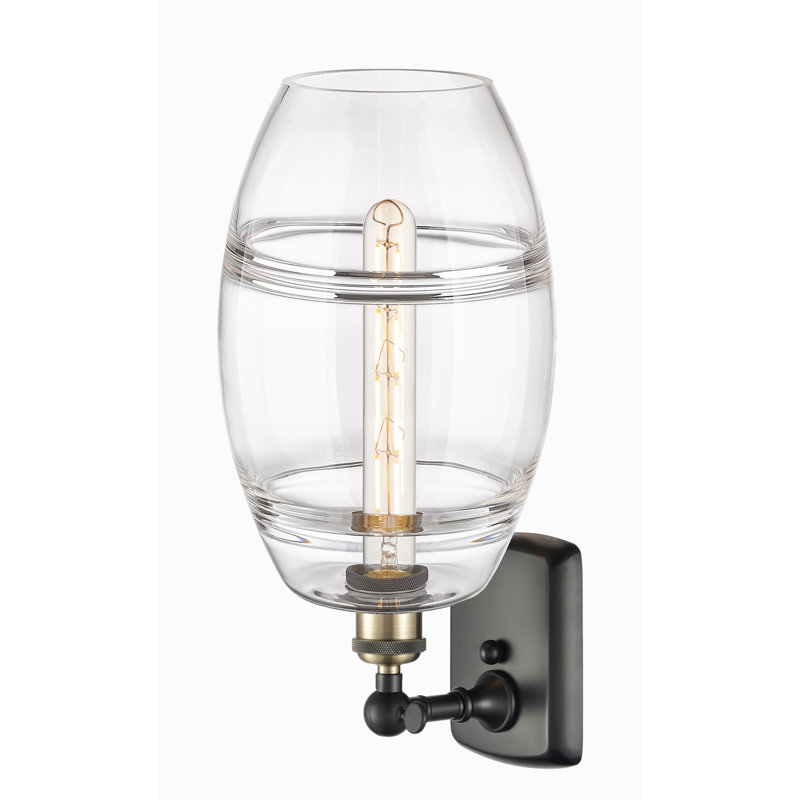 Bettylou Steel Armed Sconce, Clear, 10.88" H x 8" W x 8.13" D, Black Antique Brass