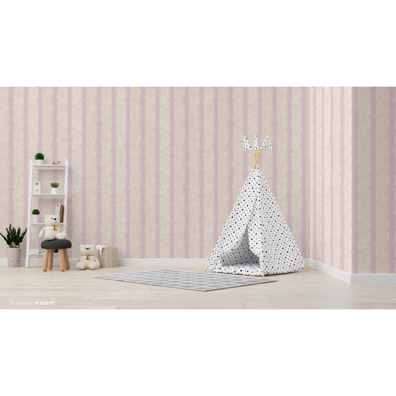 Dolphin Stripe 10m x 53cm Wallpaper Roll, Lilac