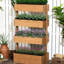 Lit de jardin vertical - Jardinière en bois orange à 4 niveaux pour les herbes extérieures