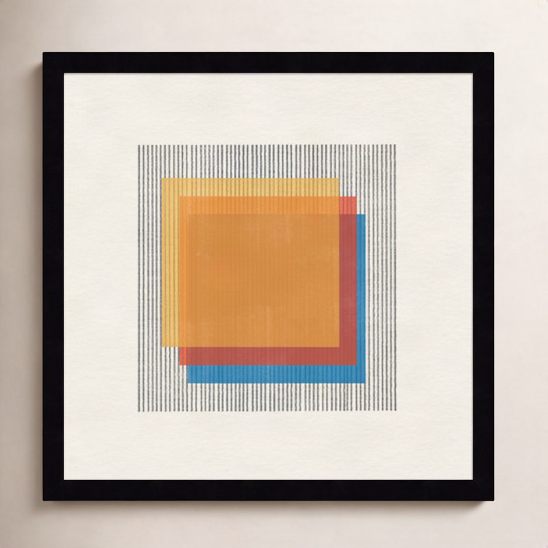 Reproduction d'art mural Mid-Century Modern Squares No 1 par The MIUUS Studio, Cadre noir, H 17 po x l 17 po x P 1 po