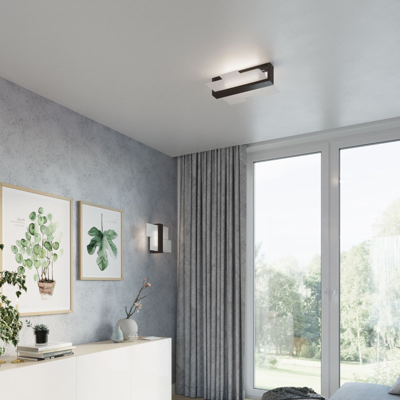 Karragullen Plastic Flush Mounted Sconce, White/Black