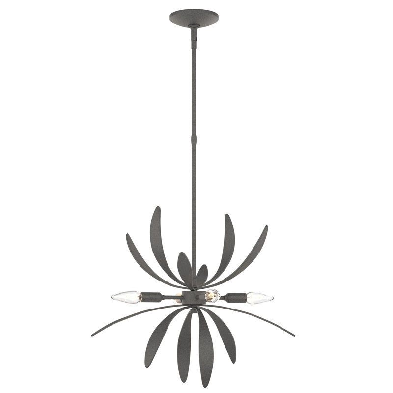 Lustre spoutnik 4 lumières Dahlia, Fer naturel
