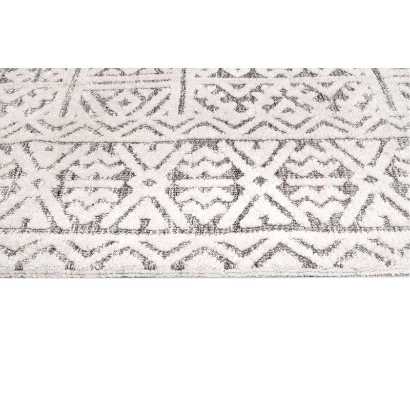 Tapis gris en microfibre tissé à la machine Cynthy, Tapis de couloir 2 pi 7 po x 10 pi