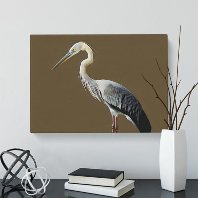 A Head Turning Heron Bird - Wrapped Canvas