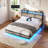 Tryston Floating Bed Frame With Led Lights, Industrial Platform Bed With Charging Station-1129921064-1129837305