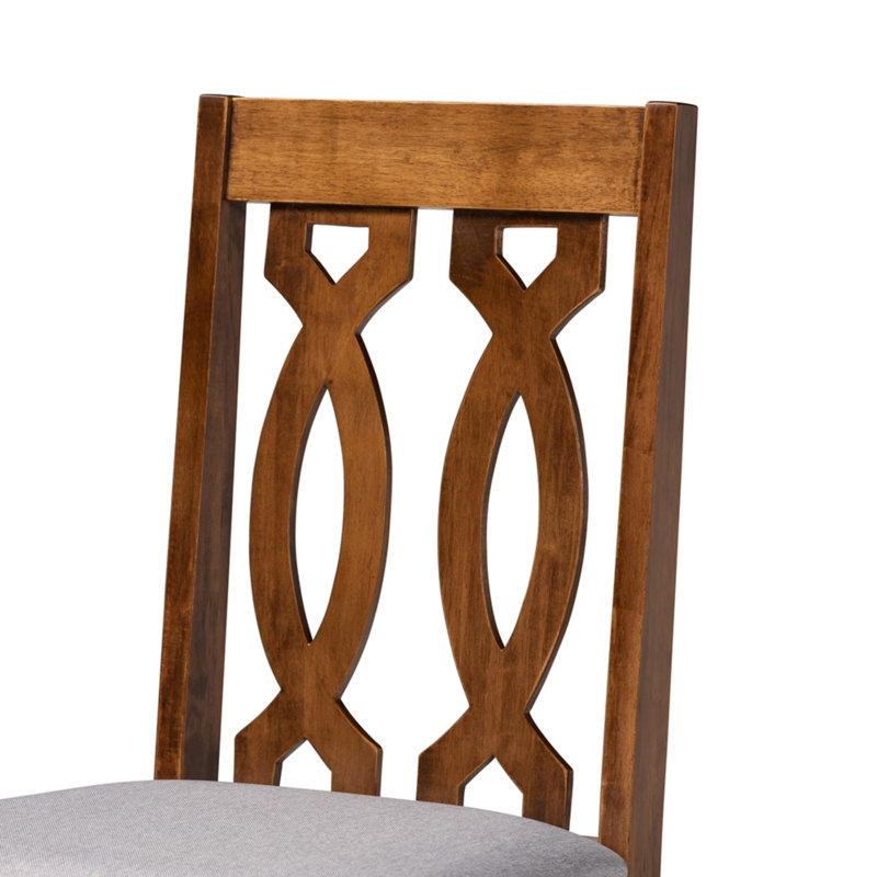 Andelle 5-Pc Dining Set in Grey Fabric and Walnut Finished Wood, 38.6'' H X 17.9'' W X 19.3'' D, Brown