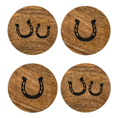 Wood Round 4 Piece Coaster Set