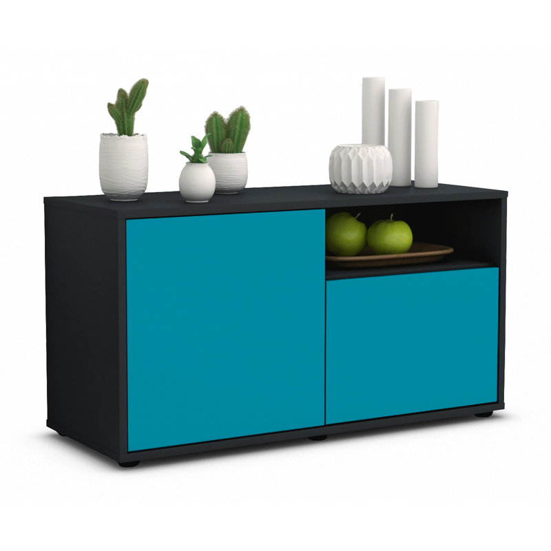 Xzavier 92 cm W Chest of Drawers, Turquoise / Matte Anthracite