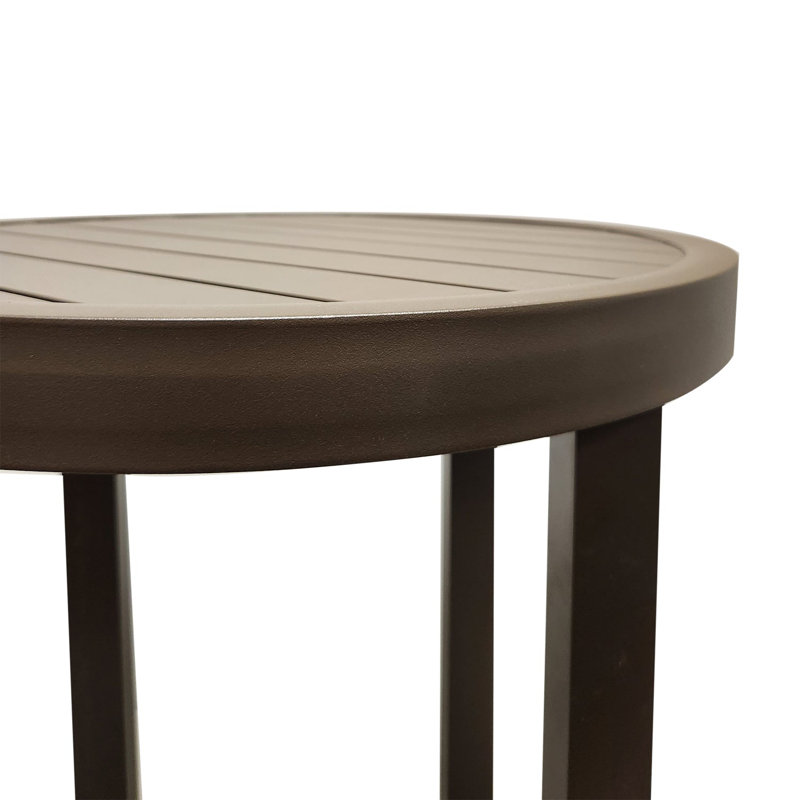 Table de patio ronde en aluminium Grosfillex, Brun