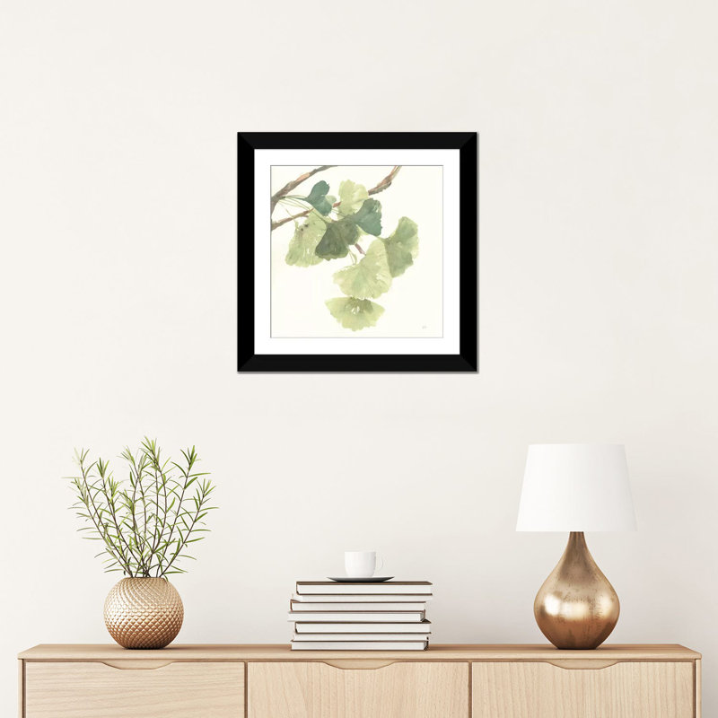 «Light Gingko Leaves I» par Chris Paschke, reproduction sur toile tendue sur châssis, H 24 po x l 24 po x P 1 po, Blanc