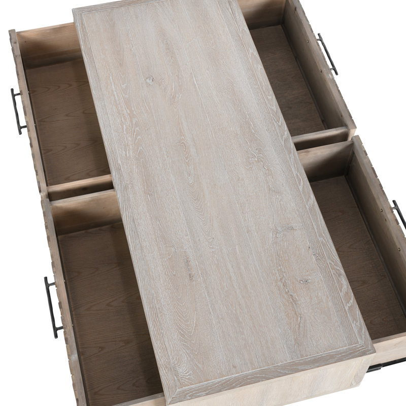 Anton 4-drawer Reclaimed Wood Coffee Table, Beige