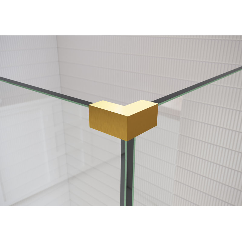 78" H Pivot Frameless Shower Door, Satin Brass