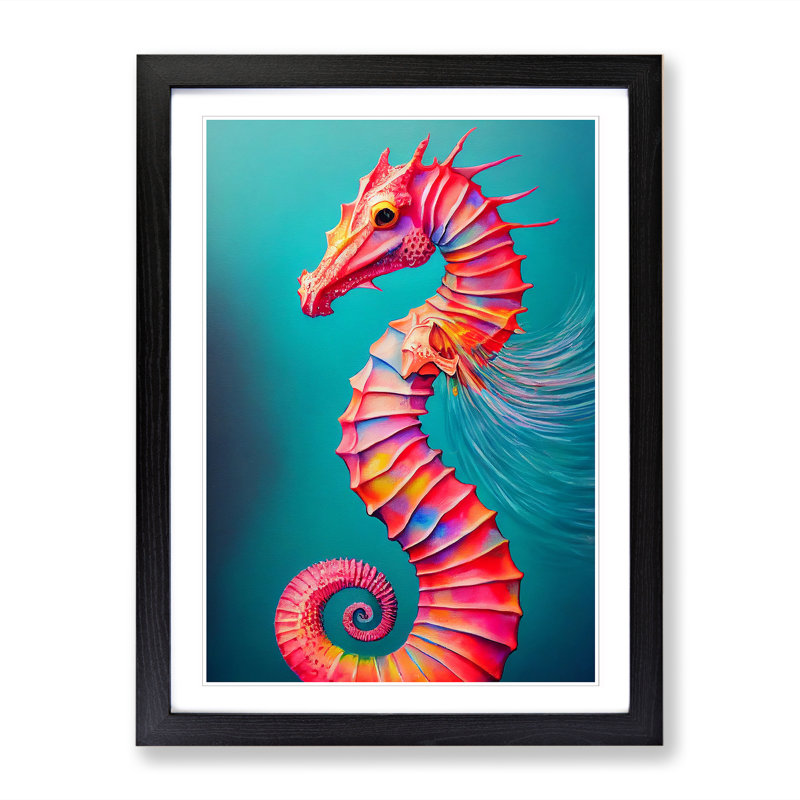 Seahorse Vol.3 - Single Picture Frame Print, 64cm H x 46cm W x 2cm D, Black