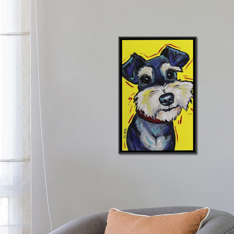 Reproduction sur toile tendue «Schnauzer Mr Foozootie» de Hippie Hound Studios, H 26 po x l 18 po x P 1,5 po, Pas de tapis