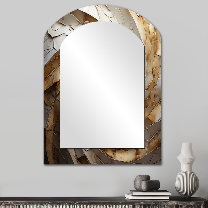 «Beige minimalisme spiral Poteries I» - miroir mural à spirale abstraite, 34 po x 25 po